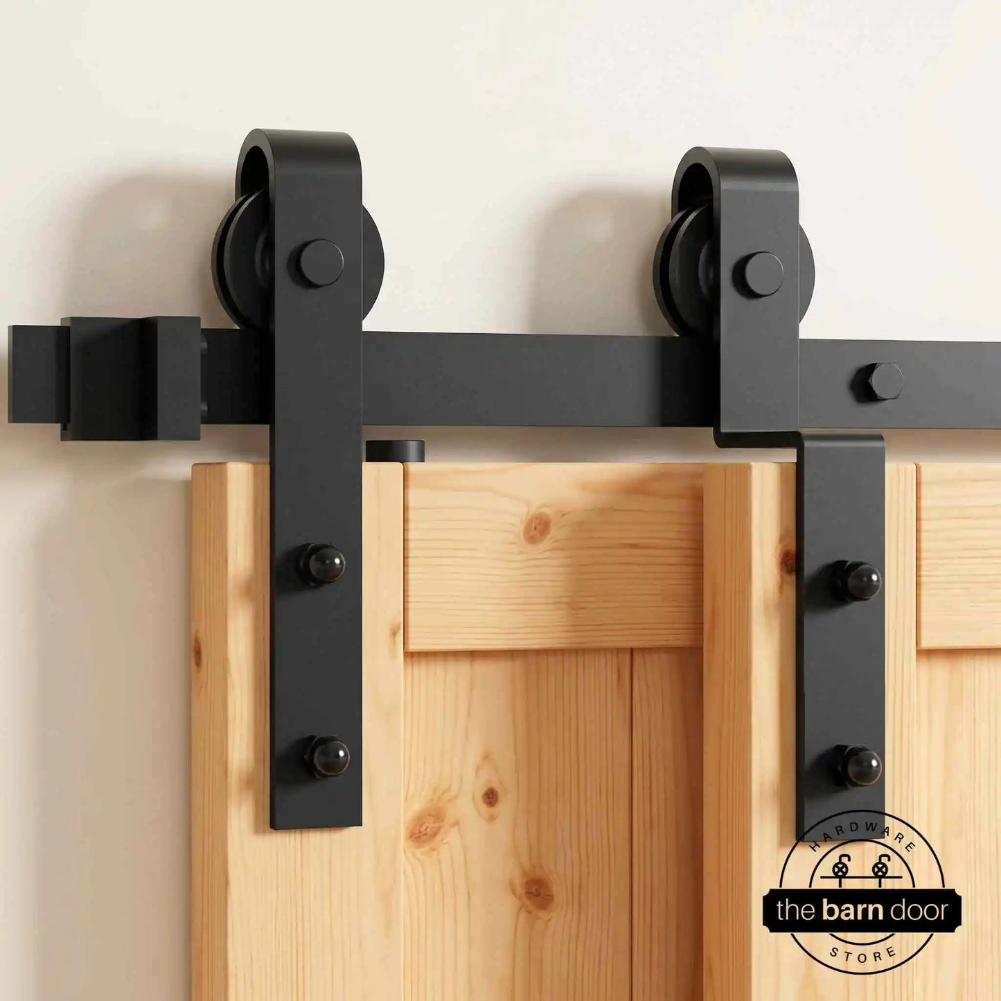 Classic Single Bypass 2 Door Barn Door Kit | Black Hardware