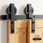 Spoke Wheel Black Single Bypass Barn Door Hardware Kit