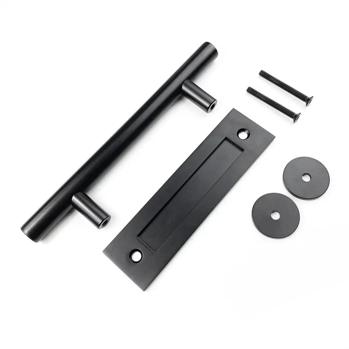 12" Round Pull & Flush Barn Door Handle Combo
