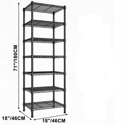 Black 7 tier shelving unit