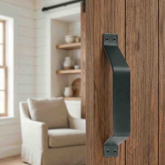 8" Industrial-Style Carbon Steel Barn Door Handle | Black