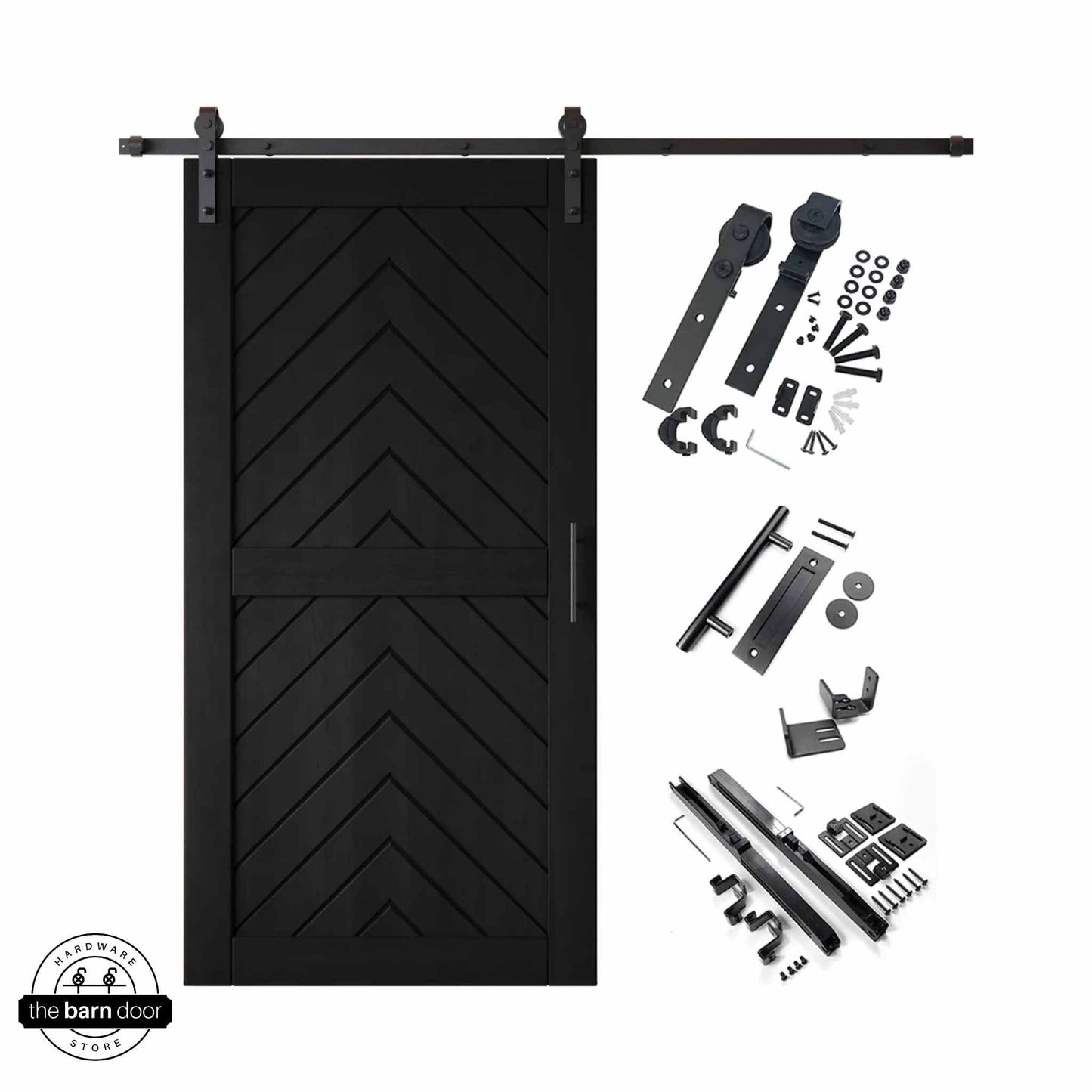 Fishbone Single Barn Door Kit | Black Hardware