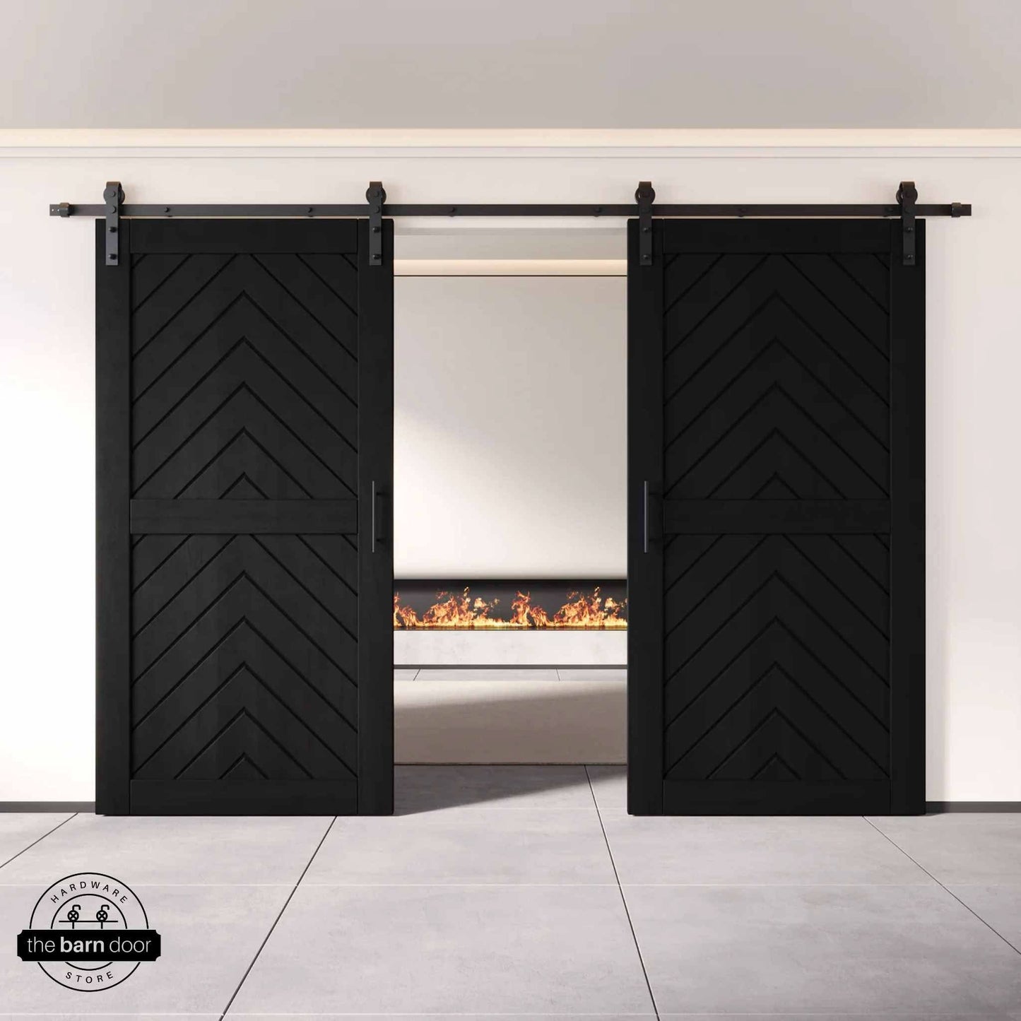 Fishbone Double Barn Door Kit | Black Hardware