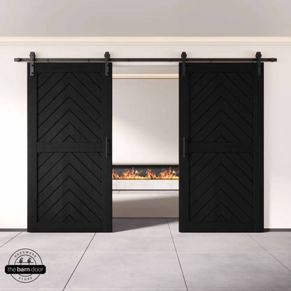 Fishbone Double Barn Door Kit | Black Hardware