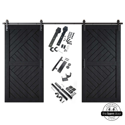 Patterned Double Door Barn Door Kit | Black Barn Door Hardware