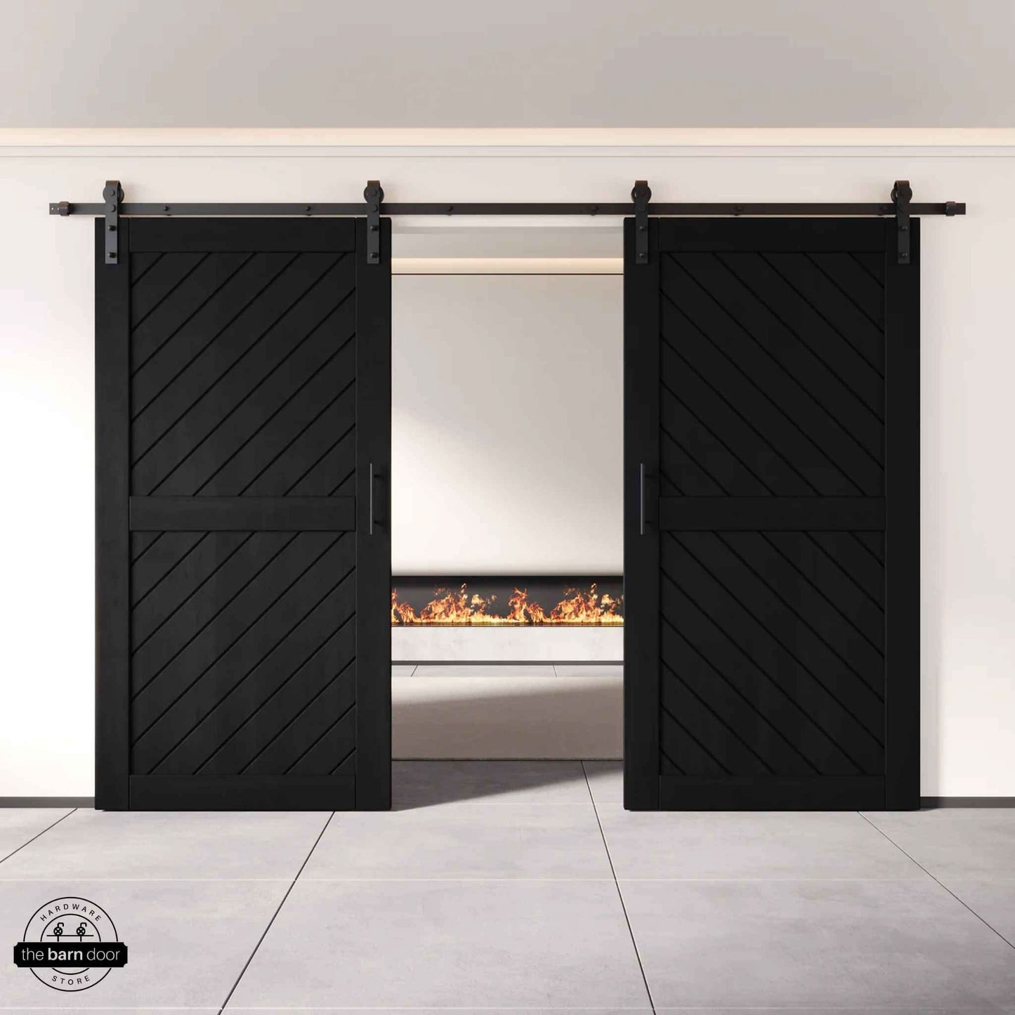 Slanted Double Barn Door Kit | Black Hardware
