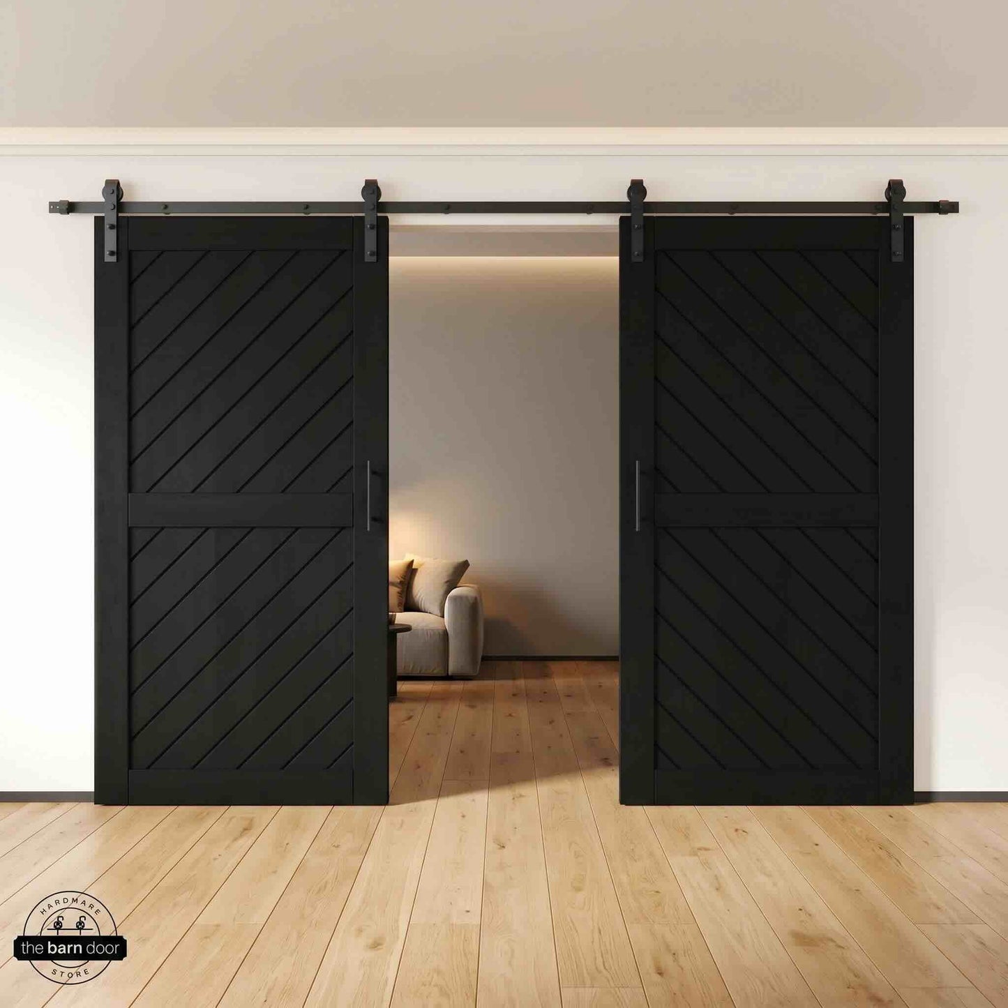 Slanted Double Barn Door Kit | Black Hardware
