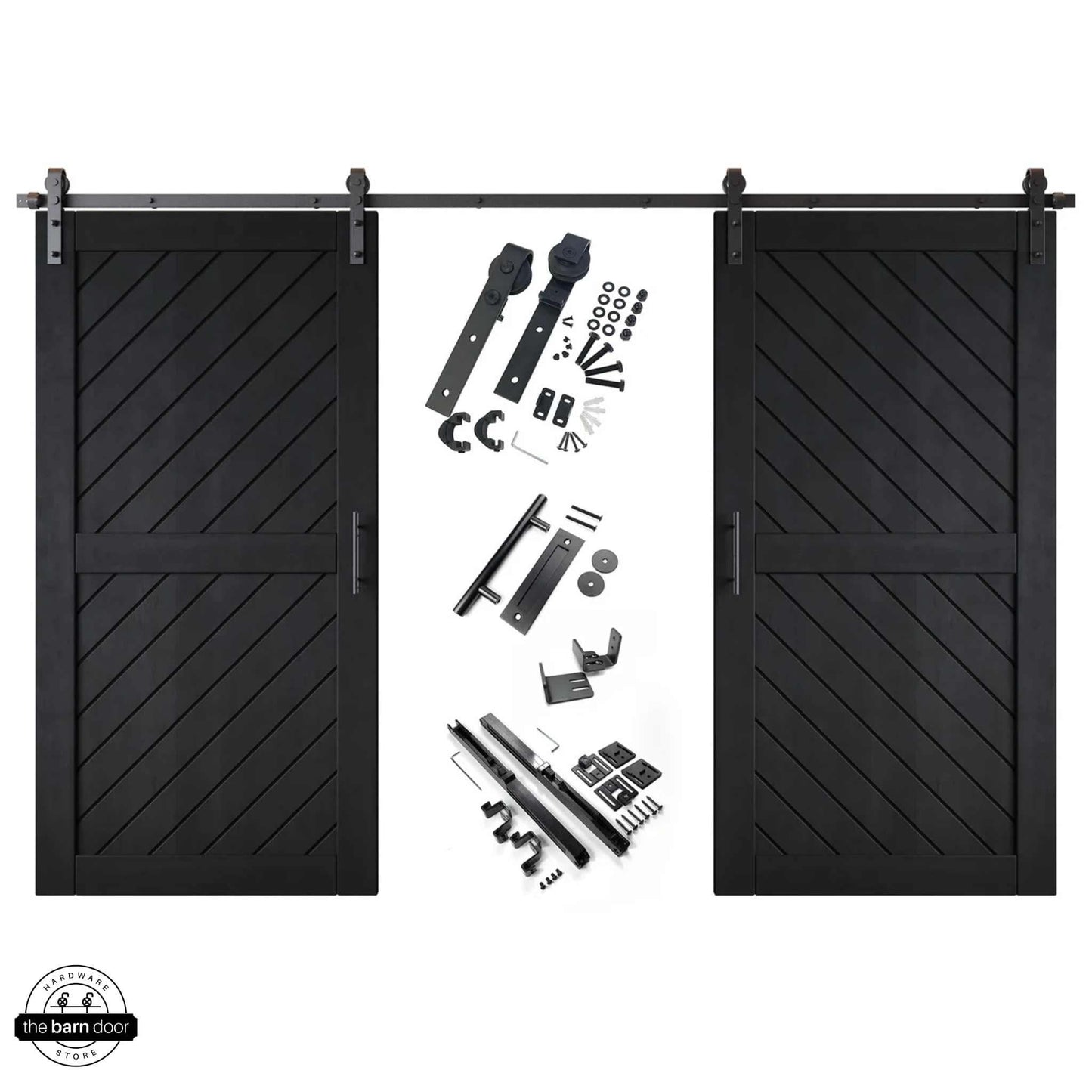 Slanted Double Barn Door Kit | Black Hardware