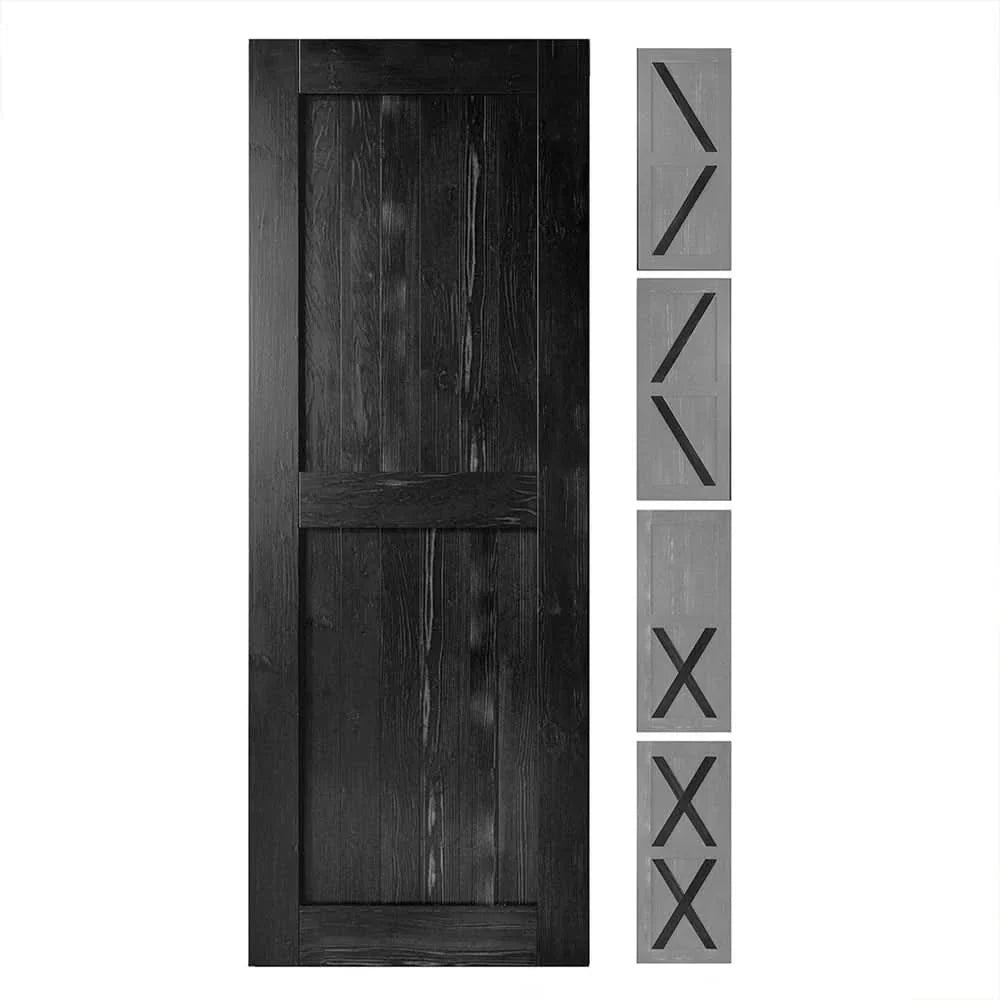 Classic Single Bypass 2 Door Barn Door Kit | Black Hardware