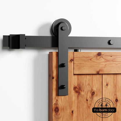 Straight Strap Black Single Track Barn Door Hardware Kit