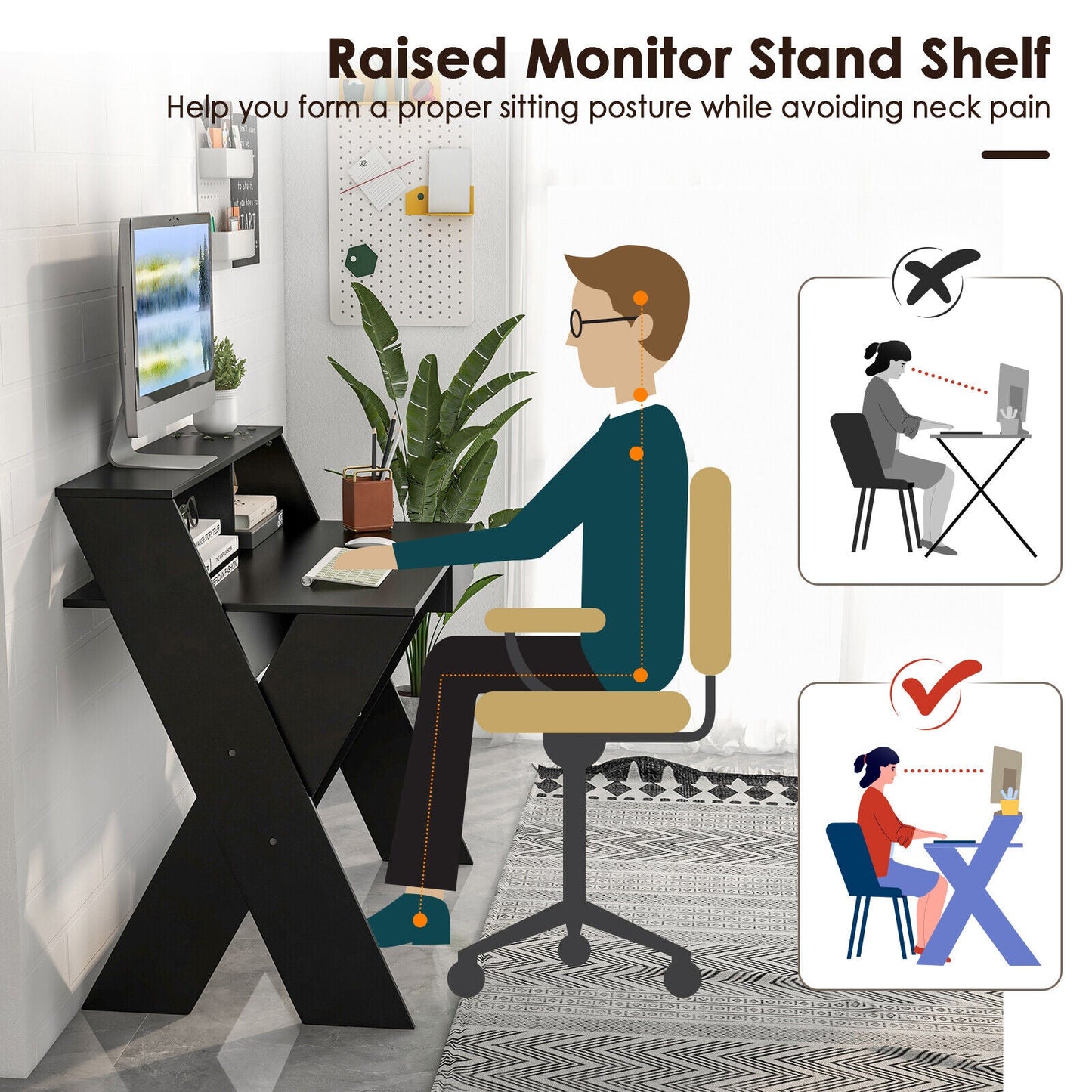 Small Computer Desk with Storage Drawer