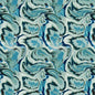 Blue Green Turquoise Swirl Fern Virtuoso Cotton 44"/45" Fabric Per Yard