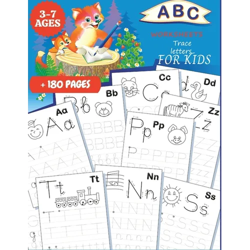 ABC Worksheets: TRACE LETTERS FOR KIDS 3-7 AGES: Practice for Kids with Pen Control, Line Tracing, Fun Book to Practice Writing, Trace - Paperback