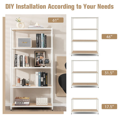 5 Tiers 61 Inch Multi-use Bookshelf with Metal Frame