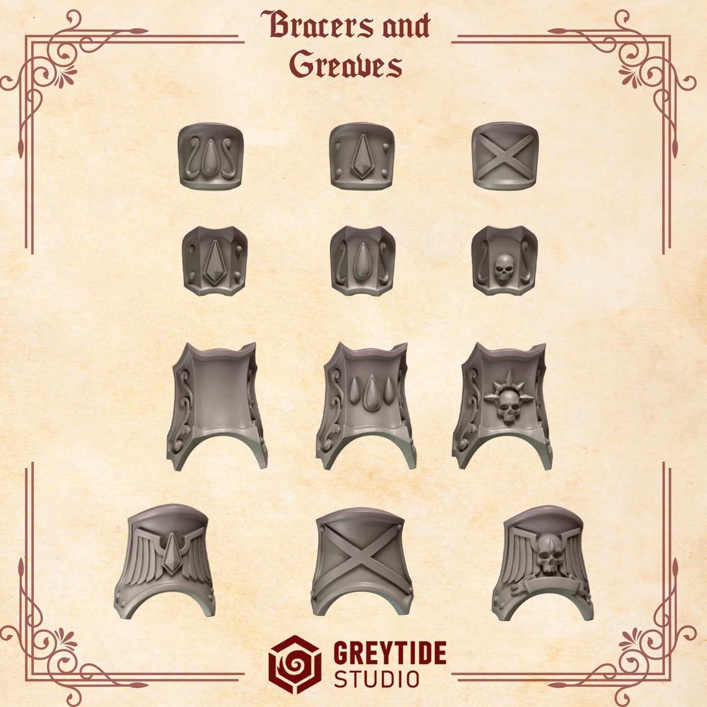 3d Printed Crimson Lords Bracers and Greaves by Greytide Studio
