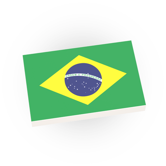 Brazil Flag -Custom Printed 2x3 Tile - Made Using LEGO® Parts