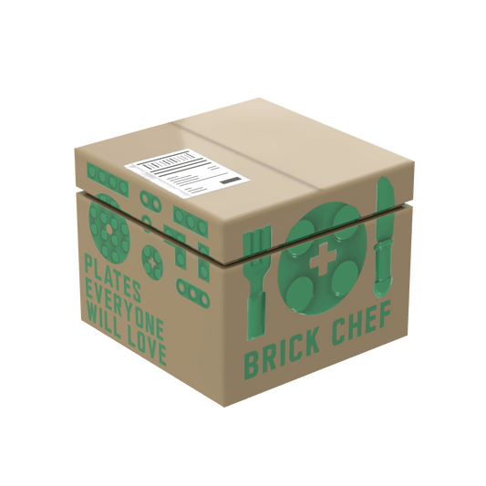 Brick Chef Food Delivery Shipping Box - Minifig Food Accessory - Custom Printed - Made using LEGO® parts (2 x 2 brick)
