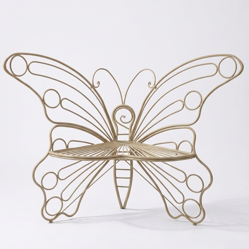 Decorative metal butterfly on a white background