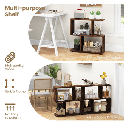 24 Inch 3-Tier Geometric Bookshelf with Thick Foot Pads