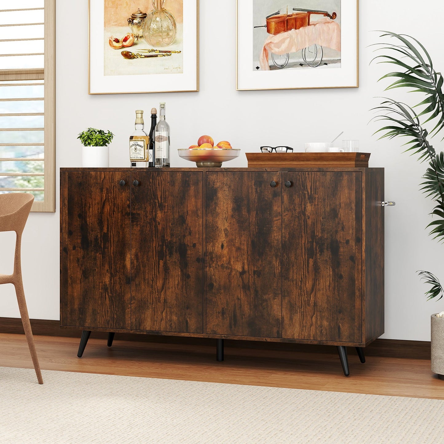 Buffet Sideboard Mid Century Modern Storage Cabinet with Adjustable Shelves