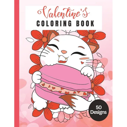 50 Designs: Valentines Coloring Book: Valentines Love Themed - Paperback