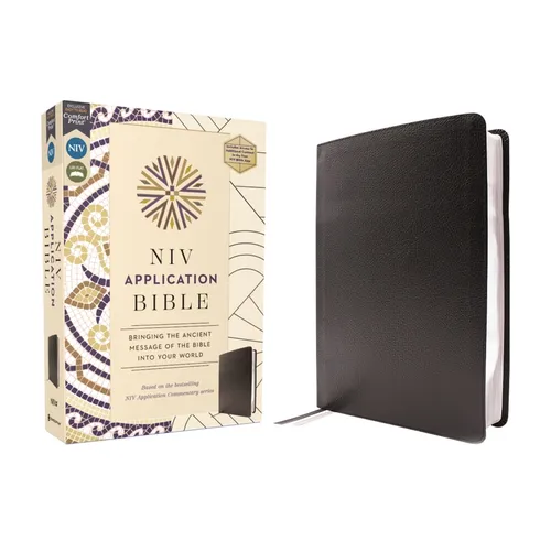 NIV Application Bible, European Bonded Leather, Black, Red Letter, Comfort Print: Bringing the Ancient Message of the Bible Into Your World - Bonded Leather