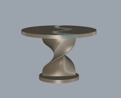 Round Epoxy Resin Table with Wooden Vortex Base Made of Walnut