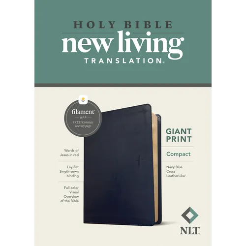 NLT Compact Giant Print Bible, Filament Enabled (Leatherlike, Navy Blue Cross, Red Letter) - Imitation Leather