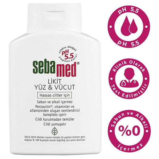 Sebamed Liquid Face and Body Cleanser - Gentle pH 5.5 Skincare for Sensitive Skin, Moisturizing & Vitamin-Enriched