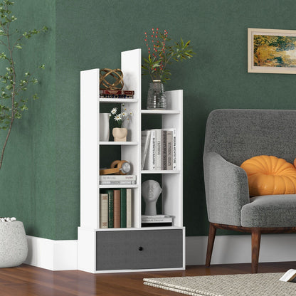 7-Tier Open-Back Bookshelf with Drawer