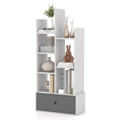 7-Tier Open-Back Bookshelf with Drawer