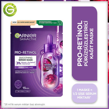 Garnier Pro-Retinol Sheet Mask: Anti-Aging Face Mask to Reduce Wrinkles & Fine Lines, Hydrating & Skin Smoothing