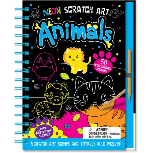 Neon Scratch Art Animals - Hardcover