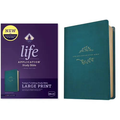 NKJV Life Application Study Bible, Third Edition, Large Print (Leatherlike, Teal Blue, Red Letter) - Imitation Leather