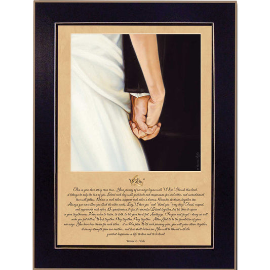 "I Do" Framed Wall Art by Bonnie Mohr | Romantic Quote Print, Black Frame
