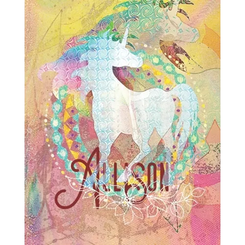 Allison: Colorful Rainbow Unicorn - 100 Pages 8"X10" Girl's Composition Wide Ruled Notebook - Paperback