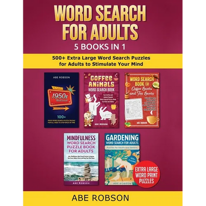 Word Search for Adults 5 Books in 1: 500+ Extra Large Word Search Puzzles for Adults to Stimulate Your Mind - Paperback