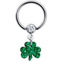 Green Glitter Shamrock Captive Ring