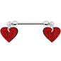 14G 5/8 Red Glitter Valentines Day Heart Nipple Ring Set