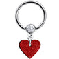 Red Glitter Heart Captive Ring