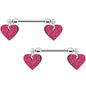 Pink Glitter Heart Nipple Ring Set