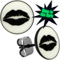 Black Anodized Steel Lipstick Kiss Mark Glow in the Dark Stud Earrings by Onyx O