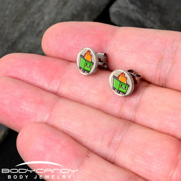 Dumpster Fire Stud Earrings by Onyx O