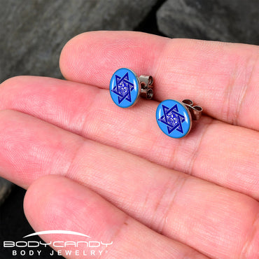 Floral Star of David Stud Earrings by Onyx O