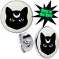Mystic Kitty Cat Glow in the Dark Stud Earrings by Onyx O