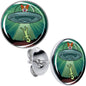Reverse Alien UFO Abduction Stud Earrings by Onyx O