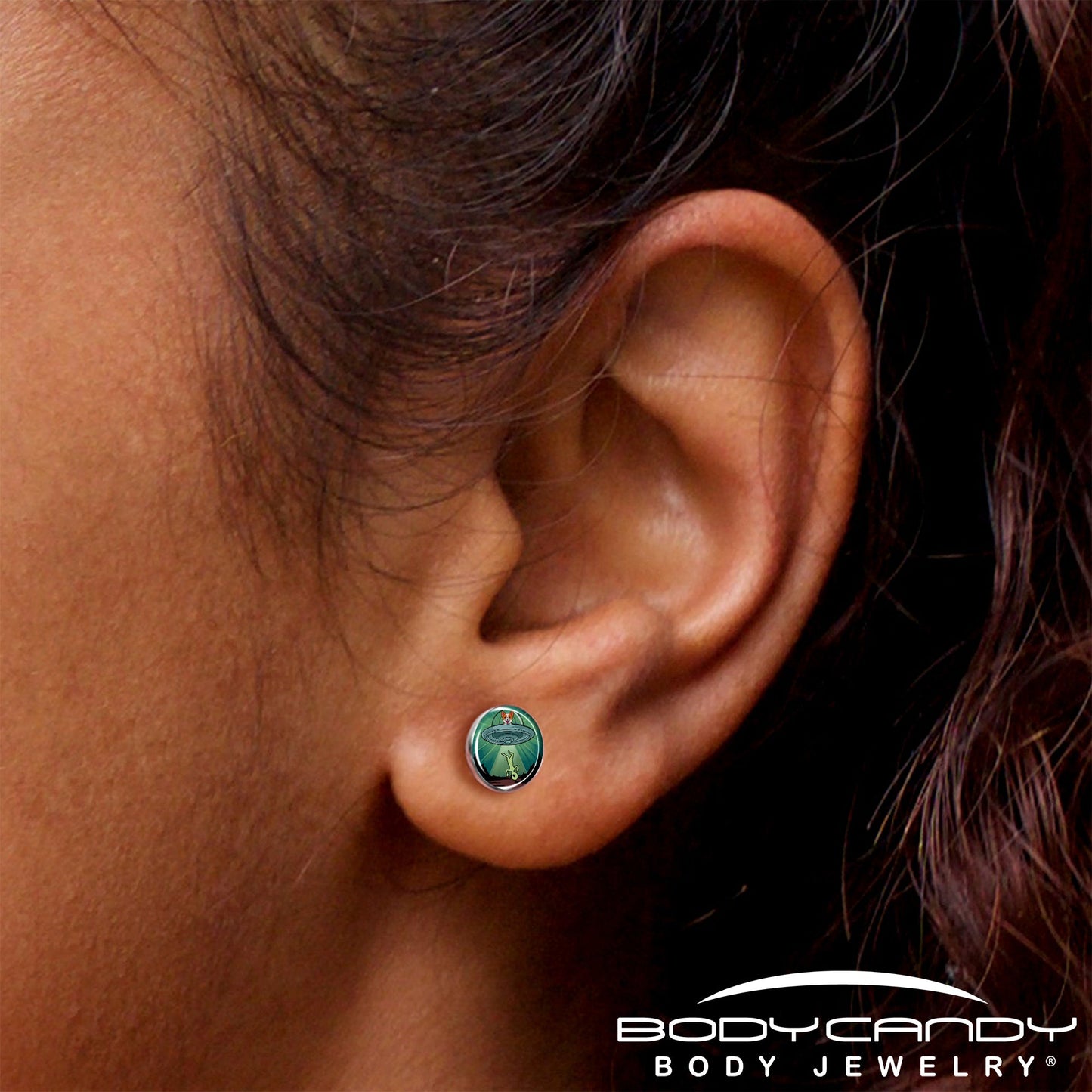 Reverse Alien UFO Abduction Stud Earrings by Onyx O