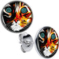 Colorful Trippy Cat Stud Earrings by Onyx O