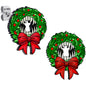 Handmade Wooden Vampire Wreath Holiday Christmas Stud Earrings by Onyx O