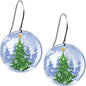 Winter Holiday Snow Globe Christmas Tree Earrings